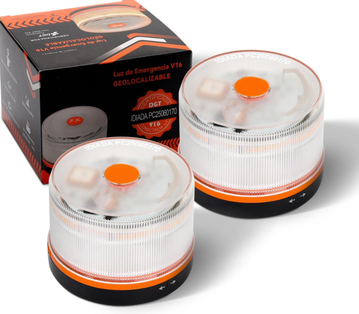 DarkFairy Luz de Emergencia V16 Aprobada por la DGT con Geolocalización 3.0 – Señalización de Ubicación para Automóviles, Plan de Datos Incluido – Base Magnética IP54 – Cumple con la Normativa 2026⏰