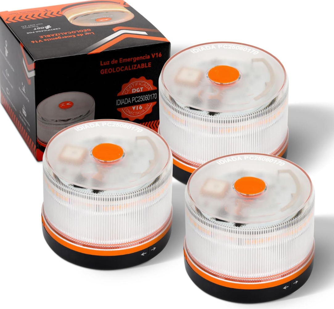 DarkFairy Luz de Emergencia V16 Aprobada por la DGT con Geolocalización 3.0 – Señalización de Ubicación para Automóviles, Plan de Datos Incluido – Base Magnética IP54 – Cumple con la Normativa 2026⏰