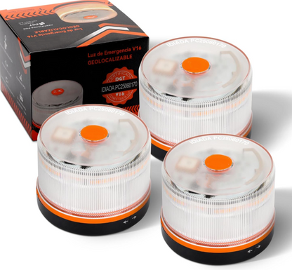 DarkFairy Luz de Emergencia V16 Aprobada por la DGT con Geolocalización 3.0 – Señalización de Ubicación para Automóviles, Plan de Datos Incluido – Base Magnética IP54 – Cumple con la Normativa 2026⏰